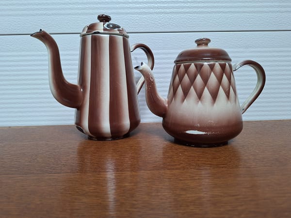 Vintage Emaille Koffiepotten Set