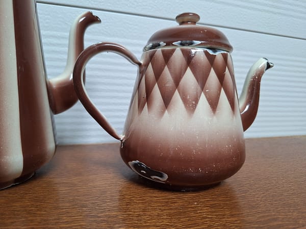 Vintage Emaille Koffiepotten Set - Afbeelding 2