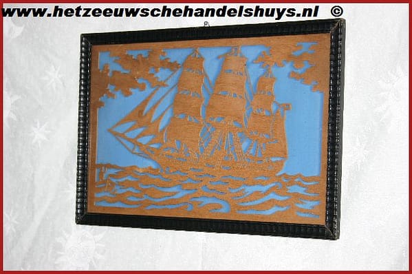 Houtsnijwerk driemaster - Afbeelding 2