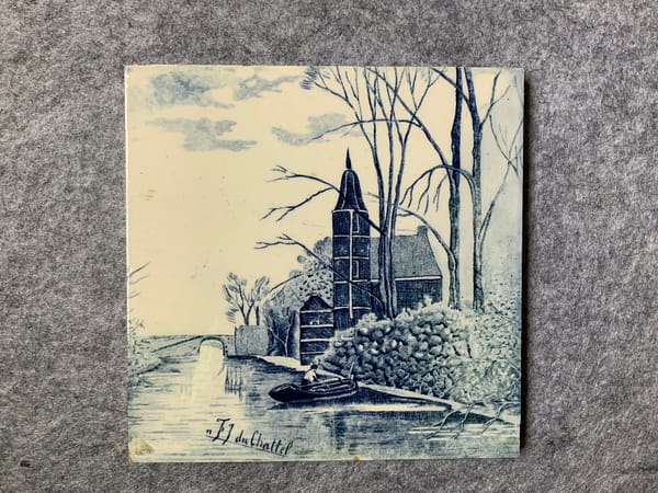 Mooi Geschilderde Blauw-Witte Tegel van Huis “Te Hoorn” in Rijswijk