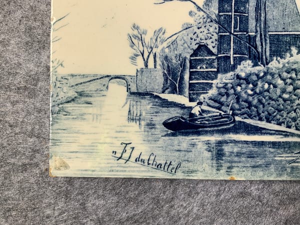 Mooi Geschilderde Blauw-Witte Tegel van Huis “Te Hoorn” in Rijswijk - Afbeelding 2