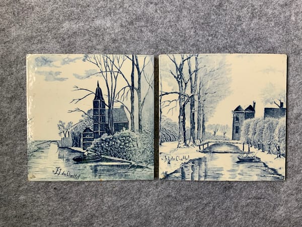 Delfts Blauwe Tegel van een Schilderij van F.J. du Chattel - Afbeelding 3